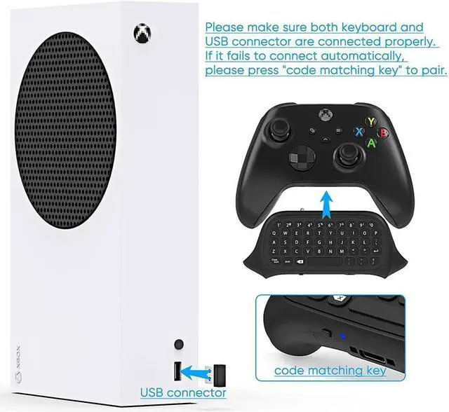 Alt view image 4 of 7 - Controller Keyboard for Xbox Series X/Series S/One/S/ Controller, MENEEA Mini Game Chatpad Keypad with Audio/3.5mm Headset Jack & 2.4Ghz Receiver Accessories for Xbox Series X/S Game Controller