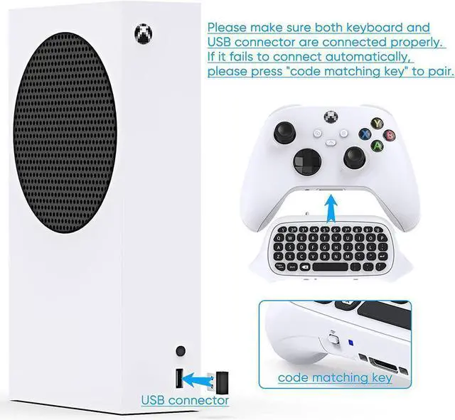 Alt view image 3 of 6 - Controller Keyboard for Xbox Series X/Series S/One/S/ Controller, MENEEA Mini Game Chatpad Keypad with Audio/3.5mm Headset Jack & 2.4Ghz Receiver Accessories for Xbox Series X/S Game Controller