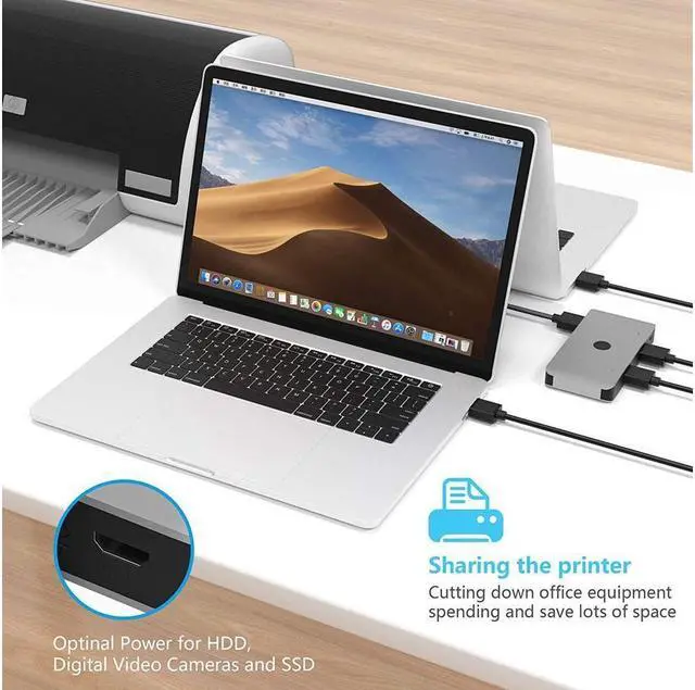 Alt view image 3 of 7 - BONAEVER USB 3.0 Aluminum Sharing Switch Selector 4 Port 2 Computers Peripheral Switcher Adapter Hub for PC Printer Scanner Mouse Keyboard with One Button Swapping 2 Pack USB 3.0 Male Cable