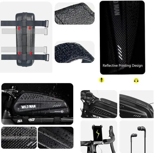 Alt view image 6 of 7 - BONAEVER Bike Phone Holder Bag Bike Accessories Bag for Mountain Road Commute Electric Trek Bike for Android/iPhone Cellphones up tp 6.5