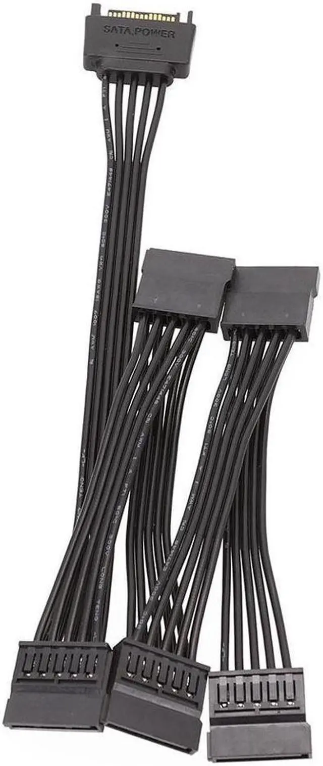 Alt view image 5 of 7 - BONAEVER 15 Pin SATA Power Extension Hard Drive Cable 1 Male to 5 Female Splitter Adapter 20-inch