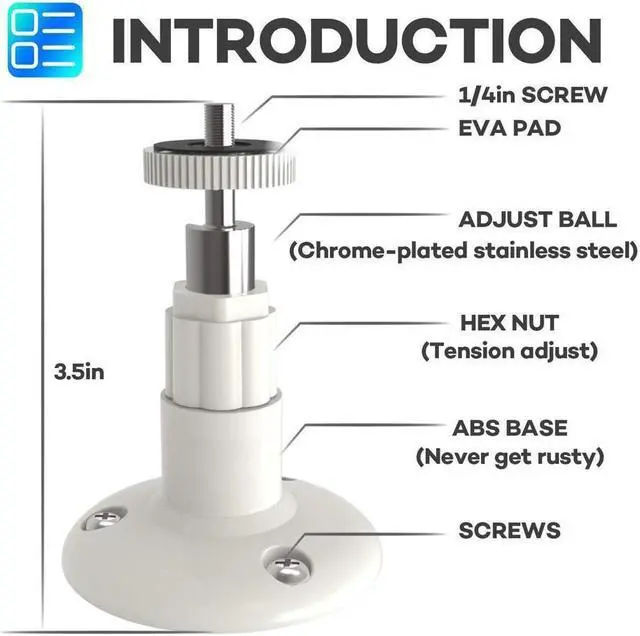 Alt view image 7 of 7 - BONAEVER Adjustable Indoor/Outdoor Security Wall Mount Compatible with Arlo Pro/Pro 2/Pro 3/Ultra/Ultra 2 & Others - Ring Standick Up Cam Battery eufyCam E/2C Wyze Cam Outdoor/Pan (3 Pack White)