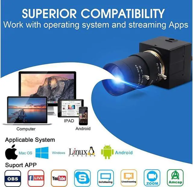 Alt view image 5 of 7 - BONAEVER 2MP Low Illumination USB Camera with 5-50mm Manual Zoom Lens USB Webcamera Full HD 1080P 30fps H.264 Webcam with IMX323 Sensor Plug Play USB Webcam for Windows/Linux/Raspberry Pi/Mac