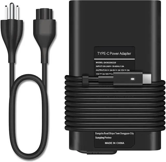 Main image of USB-C Laptop Charger 45W compatible with Dell Latitude 7390 2in1 7275 7370 5175 5285 5290-2in1,Dell XPS 13 9360 9365 9370 9333 9380 Inspiron 14 7437,04RYWW LA45NM150 0HDCY5 with Type c(USB C/USBC) Tip
