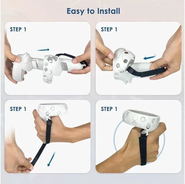 Alt view image 6 of 6 - BONAEVER VR Handle Silicone Protective Cover for Oculus Que Stand 2 Controller Grips Sleeve + Anti-Lo Stand Strap for Oculus Que Stand 2 VR Accesories