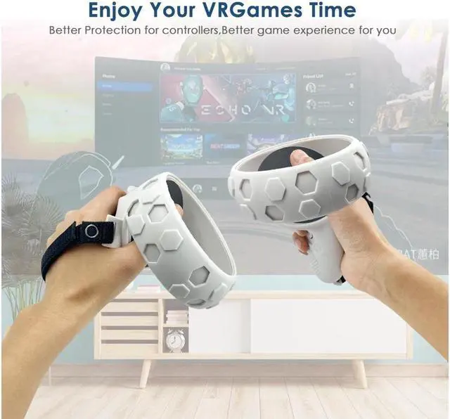 Alt view image 5 of 6 - BONAEVER VR Handle Silicone Protective Cover for Oculus Que Stand 2 Controller Grips Sleeve + Anti-Lo Stand Strap for Oculus Que Stand 2 VR Accesories
