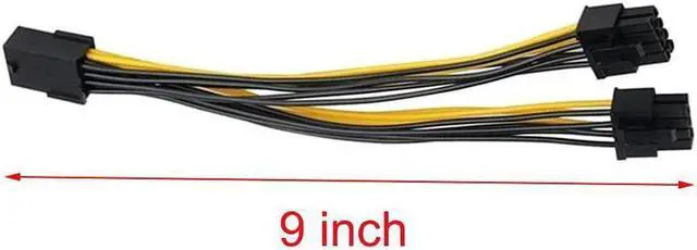 Alt view image 2 of 7 - BONAEVER 3 Packs GPU VGA PCIe 8 Pin Female to Dual 8 Pin (6+2) Male PCI Express Adapter Splitter Power Cable 9 inch