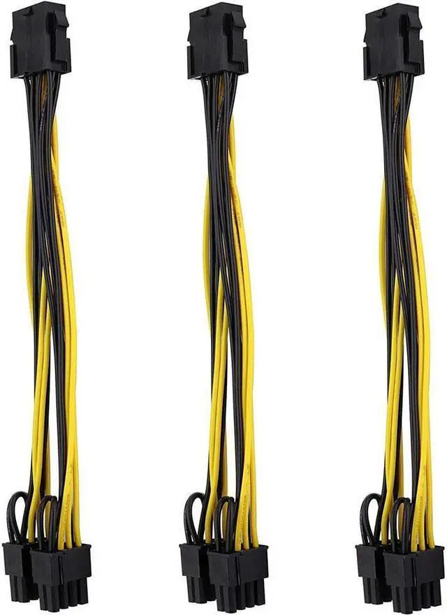Main image of BONAEVER 3 Packs GPU VGA PCIe 8 Pin Female to Dual 8 Pin (6+2) Male PCI Express Adapter Splitter Power Cable 9 inch