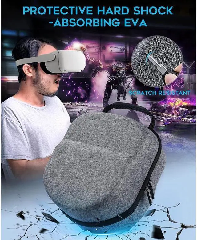 Alt view image 6 of 6 - Case for Oculus Quest 2 fit Official Elite Strap Version, with Silicone Face Cover & Len Protector, Portable Protection Hard Carrying Case for Meta Quest 2 VR Headset and Controllers Accessories