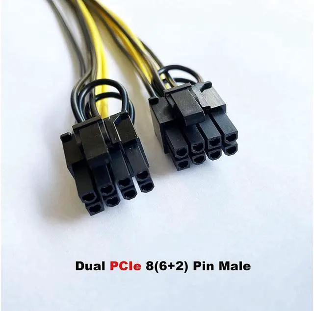 Alt view image 4 of 7 - BONAEVER 3 Packs GPU VGA PCIe 8 Pin Female to Dual 8 Pin (6+2) Male PCI Express Adapter Splitter Power Cable 9 inch