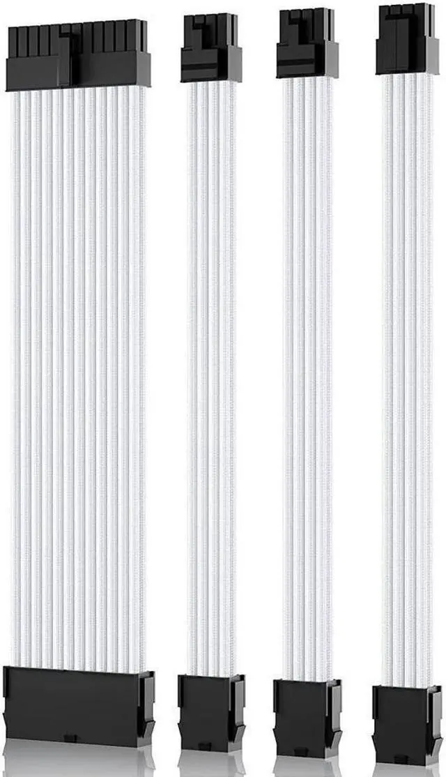 Main image of BONAEVER White Sleeved Cable PSU Power Supply Cable Extension Kits 18AWG 24Pin ATX / 8 (4+4) Pin EPS/Dual 8 (6+2) Pin PCIE with Combs 30CM