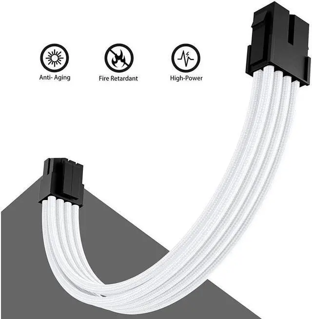Alt view image 2 of 7 - BONAEVER White Sleeved Cable PSU Power Supply Cable Extension Kits 18AWG 24Pin ATX / 8 (4+4) Pin EPS/Dual 8 (6+2) Pin PCIE with Combs 30CM