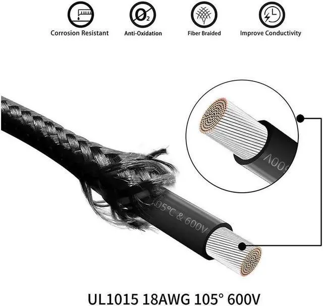 Alt view image 3 of 7 - BONAEVER Black Sleeved Cable PSU Power Supply Cable Extension Kits 18AWG 24Pin ATX / 8 (4+4) Pin EPS/Dual 8 (6+2) Pin PCIE with Combs 30CM Black