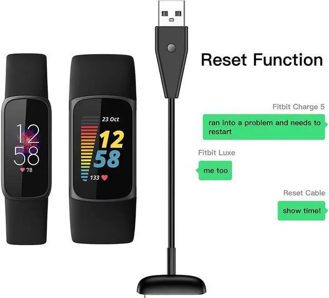 Alt view image 3 of 7 - BONAEVER 2-Pack Reset Button Charger Compatible with Fitbit Luxe/Charge 5 Fast Charging Upgraded Strong Magnet Replacement Cable with 3.3 Ft Long USB Cord Accessories for Charge 5/Luxe Smartwatch