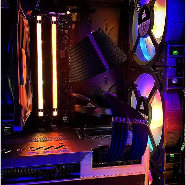 Alt view image 7 of 7 - BONAEVER Black Sleeved Cable PSU Power Supply Cable Extension Kits 18AWG 24Pin ATX / 8 (4+4) Pin EPS/Dual 8 (6+2) Pin PCIE with Combs 30CM Black