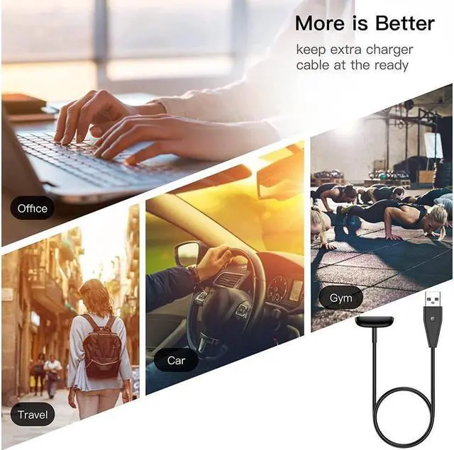 Alt view image 6 of 7 - BONAEVER 2-Pack Reset Button Charger Compatible with Fitbit Luxe/Charge 5 Fast Charging Upgraded Strong Magnet Replacement Cable with 3.3 Ft Long USB Cord Accessories for Charge 5/Luxe Smartwatch