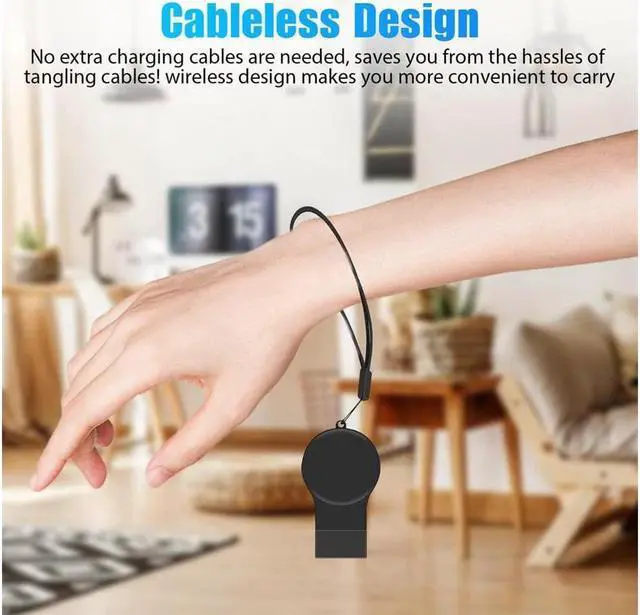 Alt view image 6 of 7 - Portable Samsung Galaxy Watch 4 / Watch 3 Charger USB Travel Cordless Wireless Charger Keychain for Samsung Galaxy Watch4 Classic Watch3 Active & Active 2 Accessories