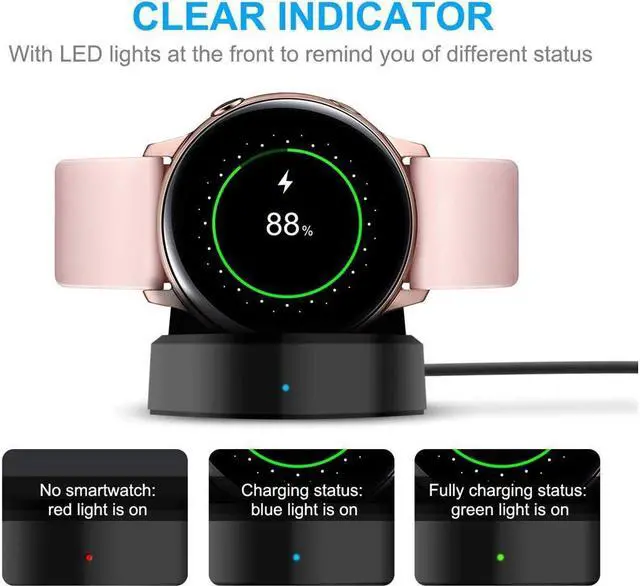 Alt view image 4 of 7 - BONAEVER Charger Stand for Samsung Galaxy Watch 4/ Galaxy Watch Active 2/for Galaxy Watch Active/for Galaxy Watch 4 Classic/for Galaxy Watch 3 Replacement Charging Cradle Dock for Galaxy Active Watch