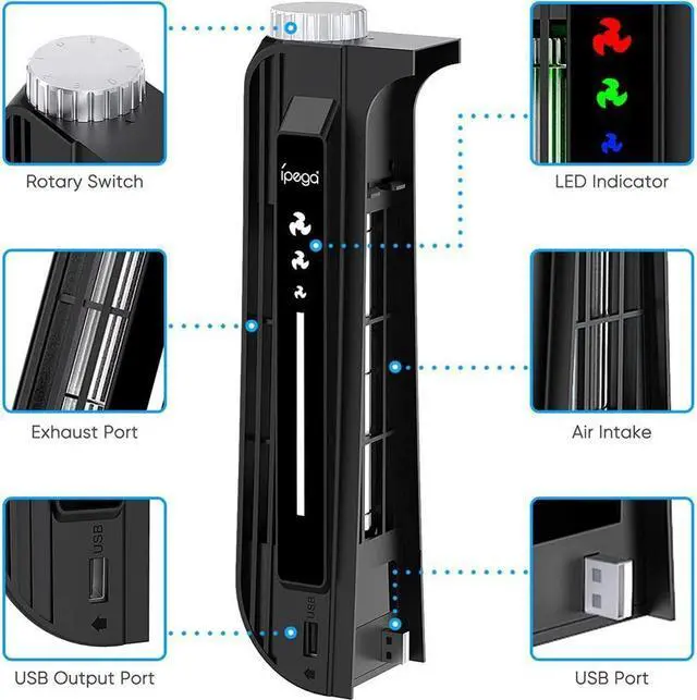 Alt view image 4 of 7 - BONAEVER Upgraded Cooling Fan Accessories for PS5 Cooling Systerm Cooler Fan for Play Station 5 Disc Digital Edition