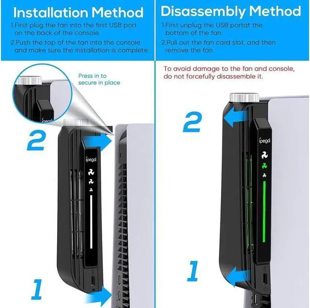 Alt view image 6 of 7 - BONAEVER Upgraded Cooling Fan Accessories for PS5 Cooling Systerm Cooler Fan for Play Station 5 Disc Digital Edition
