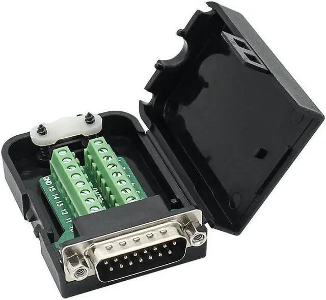 Main image of BONAEVER DB15 Breakout Connector Male Adapter 15-pin Port Adapter to Terminal Connector Signal Module with case(Male Connector with Nut)