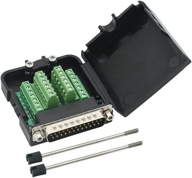 Alt view image 2 of 7 - BONAEVER DB25 Breakout Board Solder-Free Male Adapter 25-pin Port Adapter to Terminal Connector Signal Module Long Bolts Nuts with case
