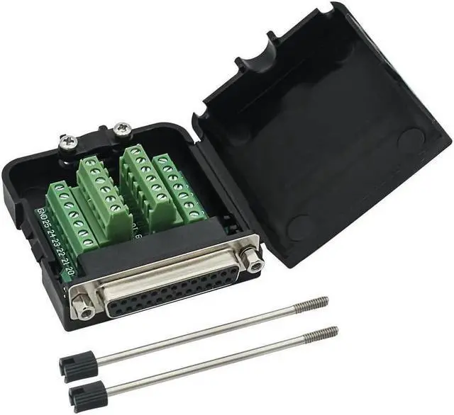 Main image of BONAEVER DB25 Breakout Board Solder-Free Female Adapter 25-pin Port Adapter to Terminal Connector Signal Module Long Bolts Nuts with case