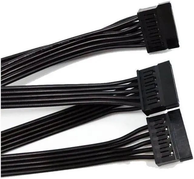 Alt view image 2 of 7 - BONAEVER SATA Power Splitter Cable 15 Pin SATA to 5 SATA Power Extension Hard Drive Cable For HDD SSD Optical Drives Sata Power Cable - 40 inches