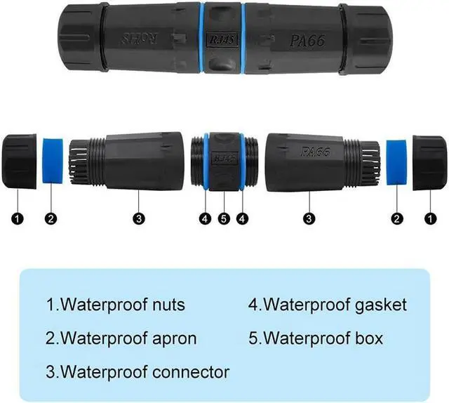 Alt view image 4 of 7 - BONAEVER 2 Packs Waterproof RJ45 Coupler Shielded Female to Female Waterproof Ethernet Coupler IP68 Ethernet Outdoor LAN Cable Connector for Cat5e / Cat6 Ethernet Cable