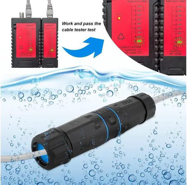Alt view image 3 of 7 - BONAEVER 2 Packs Waterproof RJ45 Coupler Shielded Female to Female Waterproof Ethernet Coupler IP68 Ethernet Outdoor LAN Cable Connector for Cat5e / Cat6 Ethernet Cable