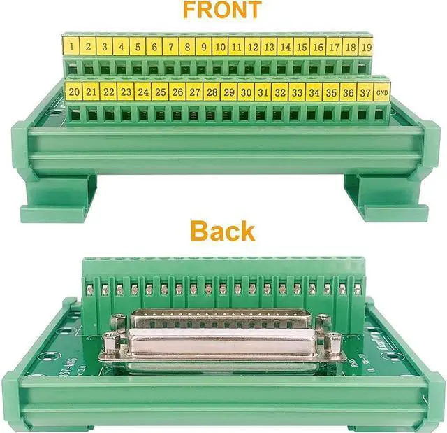Alt view image 3 of 7 - BONAEVER DB37 Male/Female D-SUB Din Rail Mount Interface Module RS232 D-SUB Serial to 37-pin Port Terminal D-sub Terminal Block Breakout Board