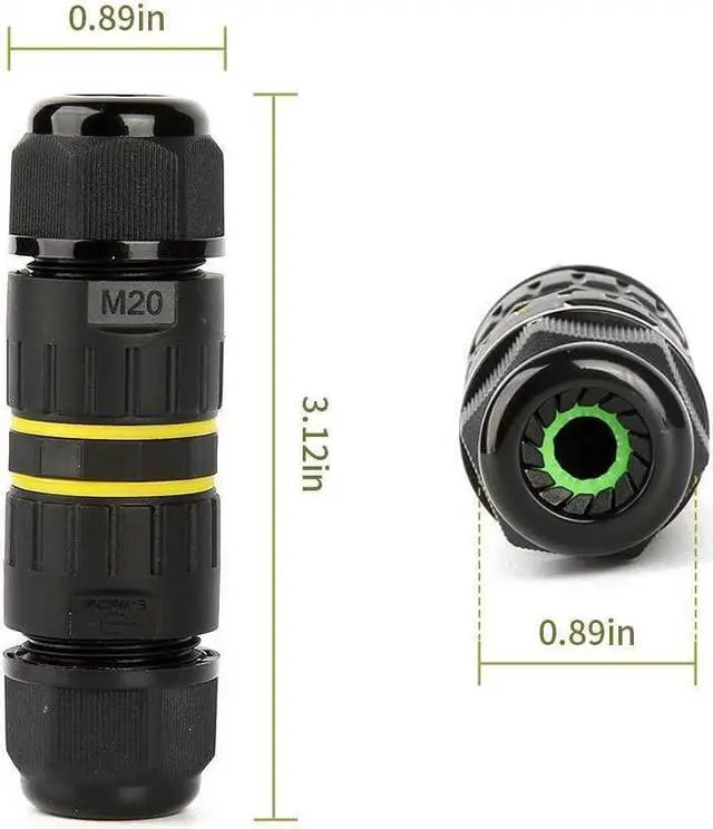 Alt view image 6 of 7 - BONAEVER 5 Packs 3 Pole Wire Connector Waterproof IP68 External Electrical Junction BoxM20 for Ø5-12mm Wire Range(AC 400V 24A)UL2 Way 3 Pin