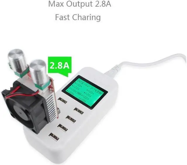 Alt view image 7 of 7 - BONAEVER 8 Port Smart USB Charger Hub with LCD 40W Multi-Port USB Charging Station USB Wall Travel Charger for Smartphone