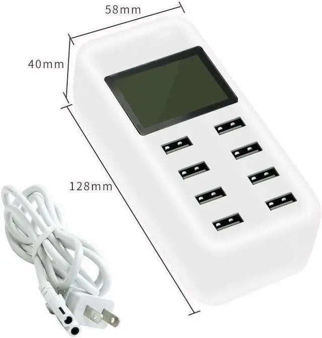 Alt view image 6 of 7 - BONAEVER 8 Port Smart USB Charger Hub with LCD 40W Multi-Port USB Charging Station USB Wall Travel Charger for Smartphone