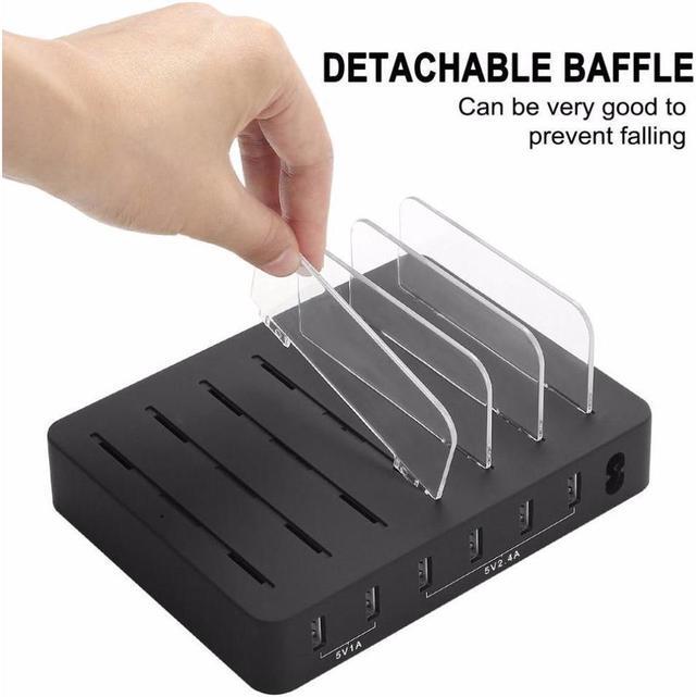 Alt view image 2 of 7 - BONAEVER 6 Ports USB Charger Hub Multiple USB Charging Standation Dock for Multiple Devices For iPhone iPad Cell Phone With Watch Bracket Stand andolder