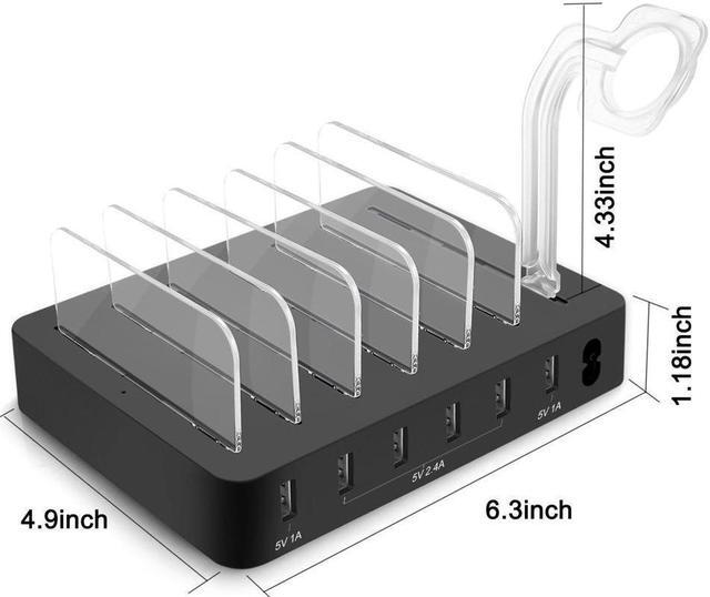 Alt view image 5 of 7 - BONAEVER 6 Ports USB Charger Hub Multiple USB Charging Standation Dock for Multiple Devices For iPhone iPad Cell Phone With Watch Bracket Stand andolder