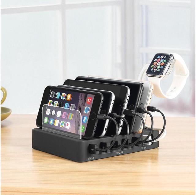 Alt view image 6 of 7 - BONAEVER 6 Ports USB Charger Hub Multiple USB Charging Standation Dock for Multiple Devices For iPhone iPad Cell Phone With Watch Bracket Stand andolder