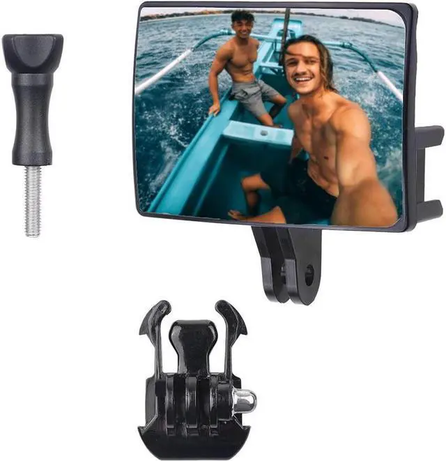 Alt view image 2 of 7 - BONAEVER Selfie Flip Mirror - Compatible with GoPro 9/8/7/6/5 Black AKASO DJI Osmo Action Cam Xiaomi Cros Standour Mo Stand Action Cameras - with Dual Cold Shoe Mount Microphone Adapter Card Slot