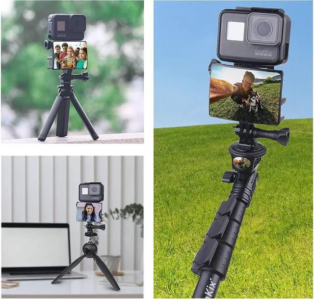 Alt view image 7 of 7 - BONAEVER Selfie Flip Mirror - Compatible with GoPro 9/8/7/6/5 Black AKASO DJI Osmo Action Cam Xiaomi Cros Standour Mo Stand Action Cameras - with Dual Cold Shoe Mount Microphone Adapter Card Slot