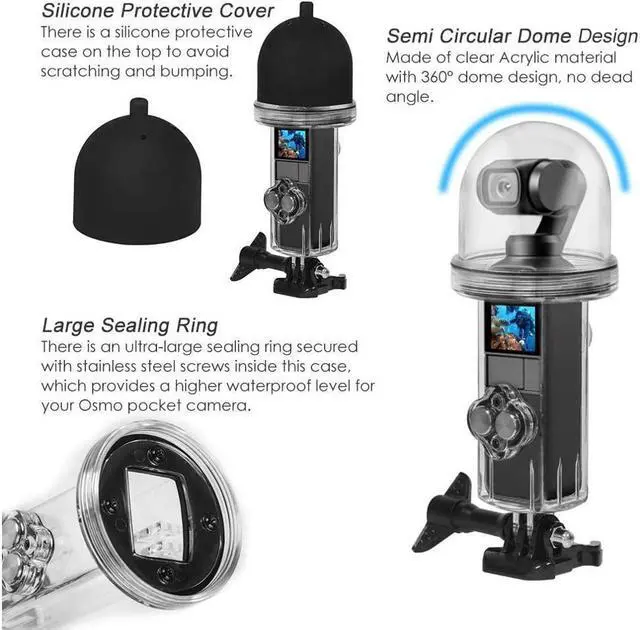 Alt view image 7 of 7 - BONAEVER Waterproof Housing Case for DJI Osmo Pocket Accessories 60M Underwater Diving Protective Housing Shell Accessory Kit (Not for The Osmo Pocket 2)