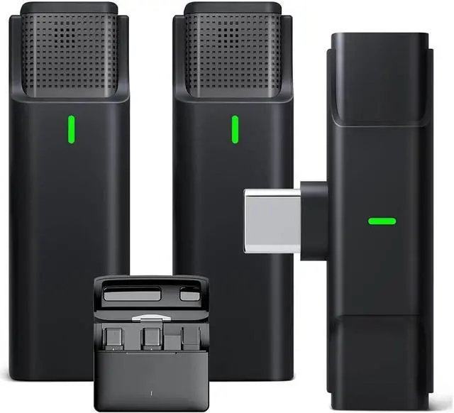 Main image of BONAEVER Wireless Dual Lavalier Microphones for USB Type-C roid Plug & Play 2.4G Lapel Mic with Charging Case for Youtube Facebook Live Standream Video Recording - Noise Reduction/ 984Ft Transmission