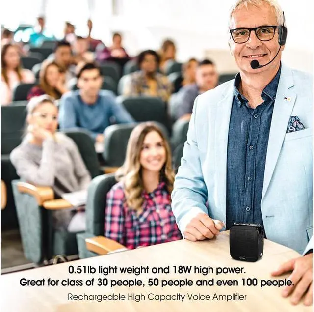 Alt view image 5 of 7 - BONAEVER Wireless Portable Voice Amplifier with UHF Headset Microphone 15W Rechargeable Portable Mini PA Systerm Loudspeaker Speaker for Teachers Fitness In Standructors Yoga Tour Guides