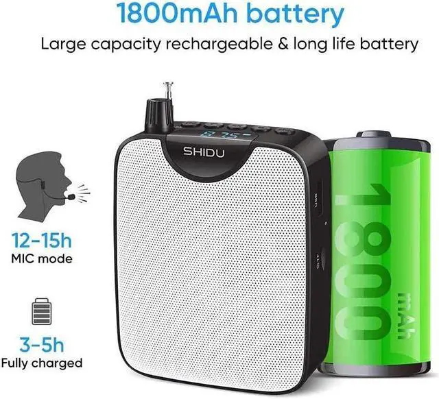 Alt view image 5 of 7 - BONAEVER Portable Mini Voice Amplifier Rechargeable Personal Amplifier with Wired Microphone Headset Supports MP3 Format Audio Recording Funtion Mini PA Systerm for Teachers Tour Guides