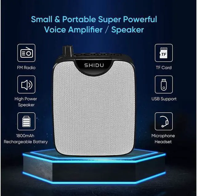 Alt view image 7 of 7 - BONAEVER Portable Mini Voice Amplifier Rechargeable Personal Amplifier with Wired Microphone Headset Supports MP3 Format Audio Recording Funtion Mini PA Systerm for Teachers Tour Guides