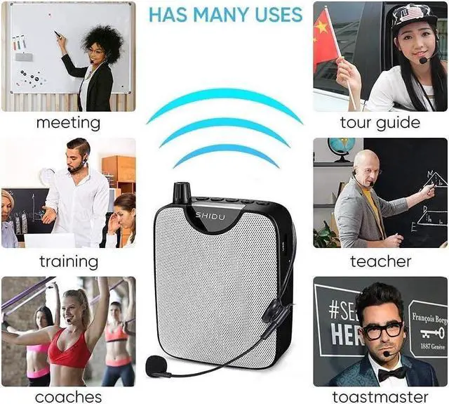 Alt view image 6 of 7 - BONAEVER Portable Mini Voice Amplifier Rechargeable Personal Amplifier with Wired Microphone Headset Supports MP3 Format Audio Recording Funtion Mini PA Systerm for Teachers Tour Guides