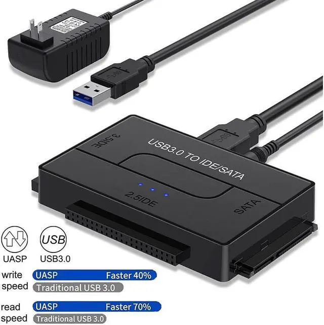Alt view image 5 of 7 - USB to SATA IDE HDD Adapter - USB 3.0 Cable to 2.5" 3.5" SATA IDE Hard Drive Converter for Windows 10/8/ 7/XP, Mac, Internal to External Laptop SSD Reader Kit, File Data Transfer Conversion Cord