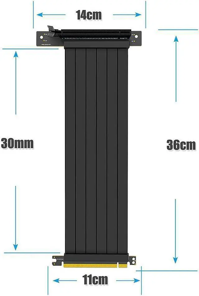 Alt view image 2 of 7 - BONAEVER PCIE 3.0 16x Extension CableHigh Speed GPU Extension CardPCI Express Port (30cm 90 Degrees)