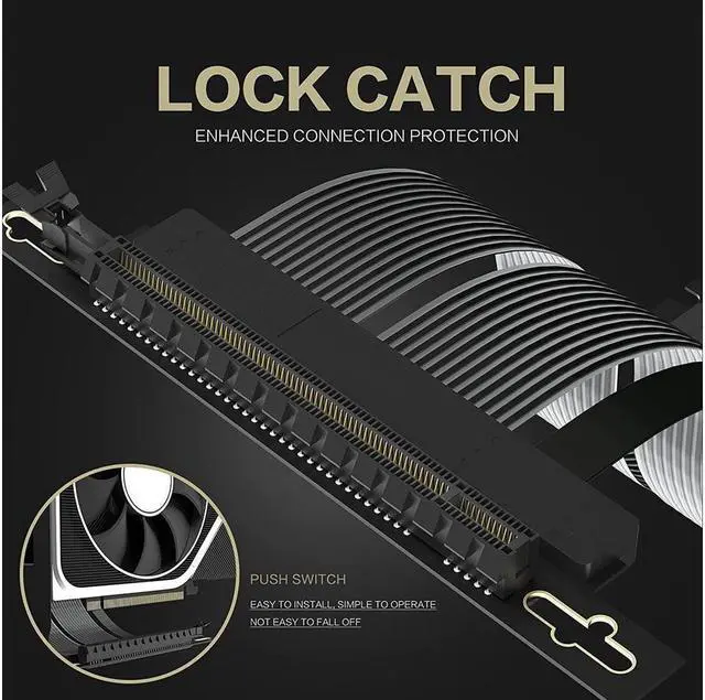 Alt view image 2 of 7 - BONAEVER PCIE 4.0 16x Shielded Extreme High Speed Riser Cable with PCI Express Port for GPU Extension Card-Right Connector ( 20CM - 90 Degree )