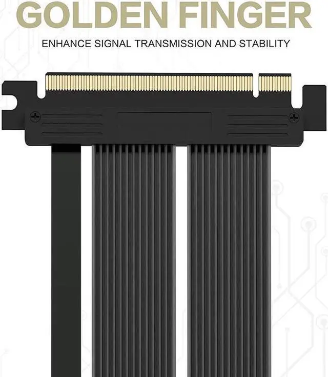 Alt view image 3 of 7 - BONAEVER PCIE 4.0 16x Shielded Extreme High Speed Riser Cable with PCI Express Port for GPU Extension Card-Right Connector ( 20CM - 90 Degree )