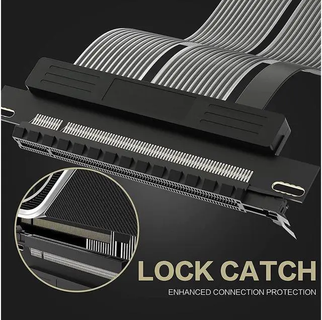 Alt view image 3 of 7 - BONAEVER PCIE 4.0 16x Shielded Extreme High Speed Riser Cable with PCI Express Port for GPU Extension Card-Right Connector ( 20CM - 180 Degree )